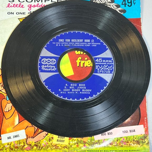 LITTLE GOLDEN RECORDS Huckleberry Hound & His Friends (45 RPM) AND Huckleberry H - Picture 10 of 12